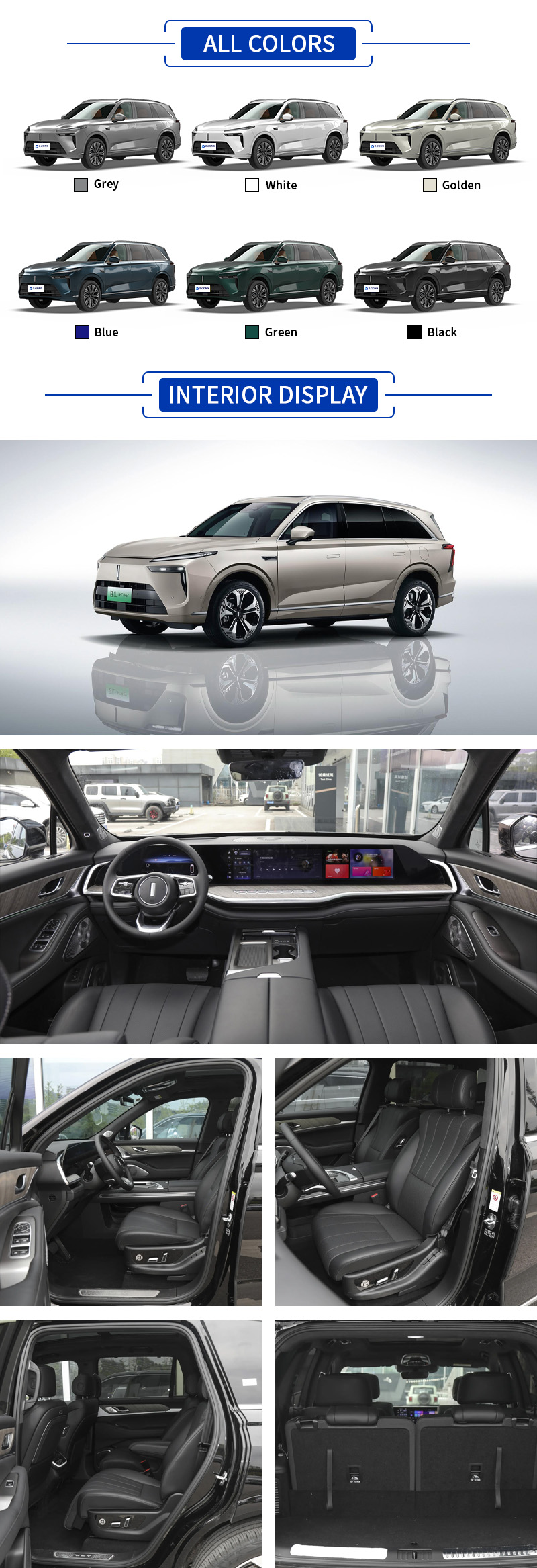 WEY Bluemountain DHT PHEV All Colors,WEY Bluemountain DHT PHEV All Interior Display